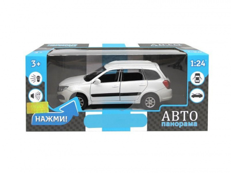 Фото Машина "АВТОПАНОРАМА" LADA GRANTA CROSS, белый, 1/24, свет, звук, инерция, в/к 24,5*12,5*10,5 см | Инномарт
