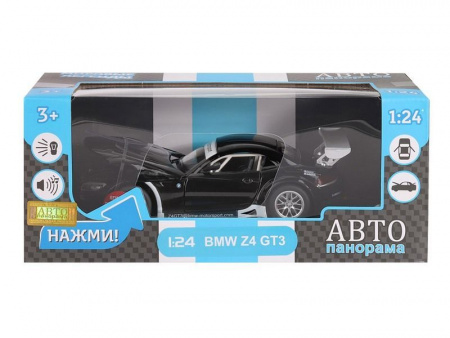 Фото Машина "АВТОПАНОРАМА" BMW Z4 GT3, черный, 1/24, свет, звук, в/к 24,5*12,5*10,5 см | Инномарт