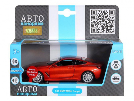 Фото Машина "АВТОПАНОРАМА" BMW M850i Coupé, 1/35, красный, откр. двери, свет, звук, в/к 18*9*13,5 см | Инномарт