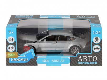 Фото Машина "АВТОПАНОРАМА" Audi A7, серебряный, 1/24, свет, звук, в/к 24,5*12,5*10,5 см | Инномарт