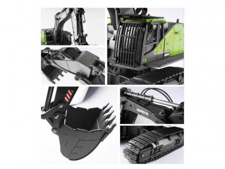 Фото Радиоуправляемый экскаватор HUI NA TOYS 2.4G 22CH 1/14, зеленый RTR | Инномарт