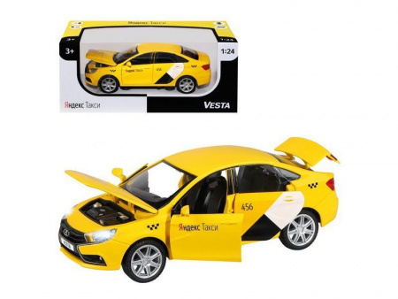 Фото Машина "АВТОПАНОРАМА" Яндекс.Такси LADA VESTA, желтый, 1/24, в/к 24,5*12,5*10,5 см | Инномарт