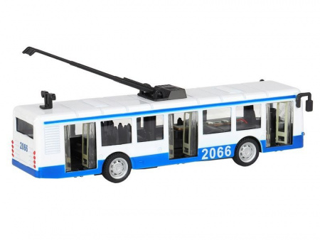 Фото Троллейбус "Автопанорама", синий, 1/90, свет, звук, инерция, в/к 22*13,5*5,8 см | Инномарт
