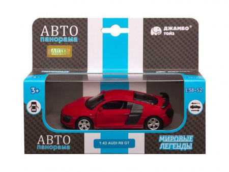 Фото Машина "АВТОПАНОРАМА" Audi R8 GT, красный, 1/43, инерция, откр. двери, в/к 17,5*12,5*6,5 см | Инномарт