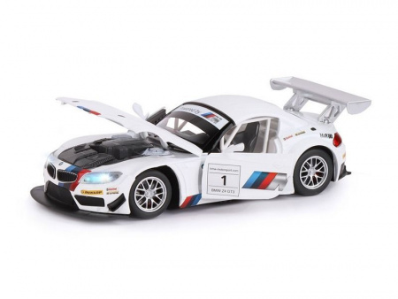 Фото Машина "АВТОПАНОРАМА" BMW Z4 GT3, белый, 1/24, свет, звук, в/к 24,5*12,5*10,5 см | Инномарт