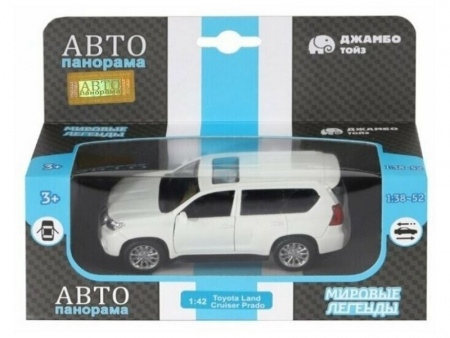 Фото Машина "АВТОПАНОРАМА" Land Cruiser Prado, белый, 1/42, инерция, откр. двери, в/к 17,5*12,5*6,5 см | Инномарт