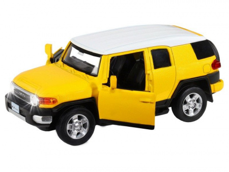 Фото Машина "АВТОПАНОРАМА" Toyota FJ Cruiser,желтый, 1/32, свет, звук, инерция, в/к 17,5*13,5*9 см | Инномарт