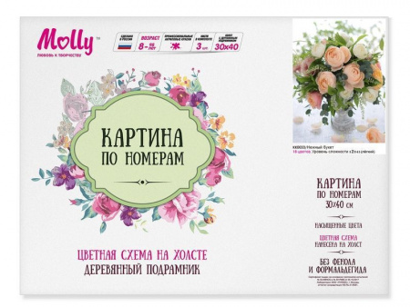 Фото Картина по номерам с цветной схемой на холсте (30х40) НЕЖНЫЙ БУКЕТ (18 цветов) | Инномарт