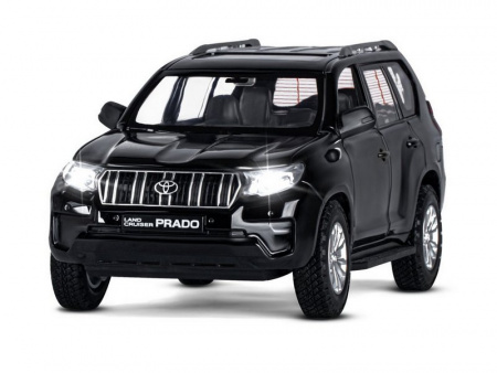 Фото Машина "АВТОПАНОРАМА" Land Cruiser Prado, 1/24, черный, свет, звук, в/к 24,5х12,5х10,5 см | Инномарт