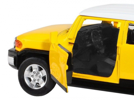 Фото Машина "АВТОПАНОРАМА" Toyota FJ Cruiser,желтый, 1/32, свет, звук, инерция, в/к 17,5*13,5*9 см | Инномарт