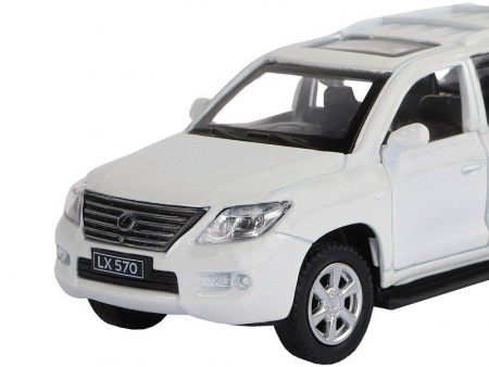 Фото Машина "АВТОПАНОРАМА" Lexus LX570, белый, 1/43, инерция, в/к 17,5*12,5*6,5 см | Инномарт