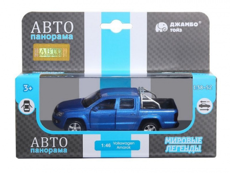 Фото Машина "АВТОПАНОРАМА" Volkswagen Amarok, синий, 1/46, инерция, откр. двери, в/к 17,5*12,5*6,5 см | Инномарт
