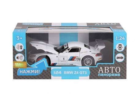 Фото Машина "АВТОПАНОРАМА" BMW Z4 GT3, белый, 1/24, свет, звук, в/к 24,5*12,5*10,5 см | Инномарт