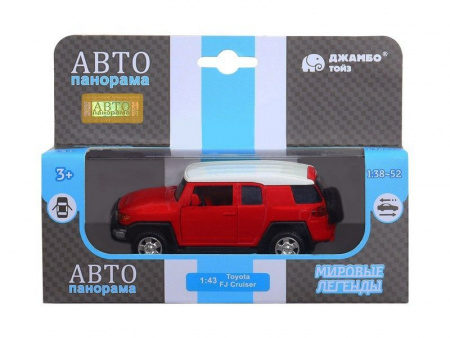 Фото Машина "АВТОПАНОРАМА" Toyota FJ Cruiser, красный, 1/43, инерция, в/к 17,5*12,5*6,5 см | Инномарт