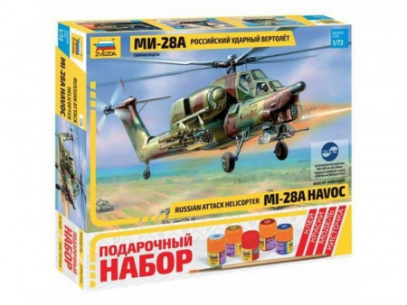 Фото Сборная модель ZVEZDA Российский ударный вертолёт Ми-28А, подарочный набор, 1/72 | Инномарт