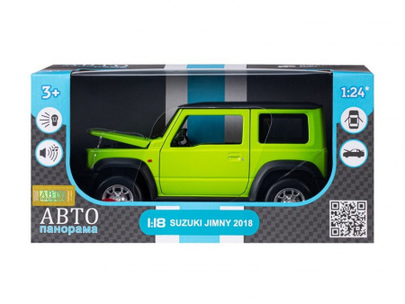 Фото Машина "АВТОПАНОРАМА" Suzuki Jimny, 1/18, зеленый, свет, звук, в/к 24,5х12,5х10,5 см | Инномарт