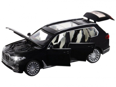 Фото Машина "АВТОПАНОРАМА" BMW X7, черный, 1/32, свет, звук, инерция, в/к 17,5*13,5*9 см | Инномарт