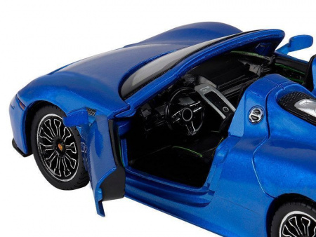 Фото Машина "АВТОПАНОРАМА" Porsche 918 Spyder, 1/24, синий, свет, звук, в/к 24,5х12,5х10,5 см | Инномарт