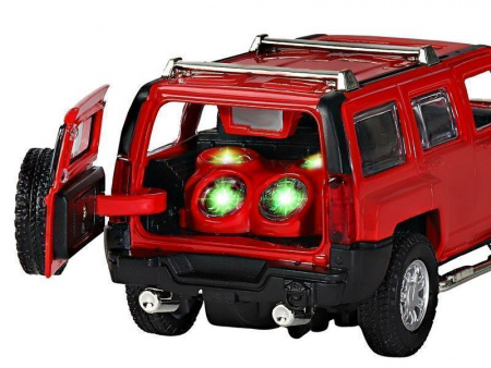 Фото Машина "АВТОПАНОРАМА" Hummer H3, красный, 1/32, свет, звук, инерция, в/к 17,5*13,5*9 см | Инномарт