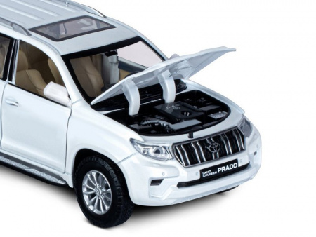 Фото Машина "АВТОПАНОРАМА" Land Cruiser Prado, 1/24, белый, свет, звук, в/к 24,5х12,5х10,5 см | Инномарт
