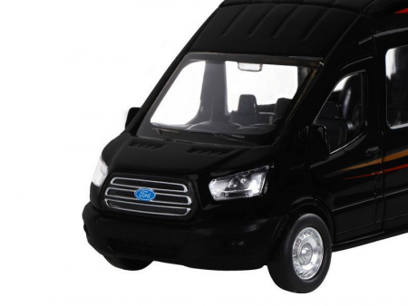Фото Машина "АВТОПАНОРАМА" Ford Transit, черный, 1/52, инерция, откр. двери, в/к 17,5*12,5*6,5 см | Инномарт