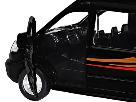 Фото Машина "АВТОПАНОРАМА" Ford Transit, черный, 1/52, инерция, откр. двери, в/к 17,5*12,5*6,5 см | Инномарт