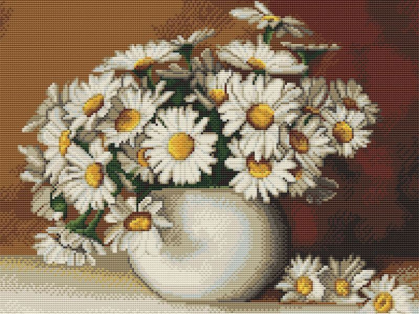 Картины мозаикой 40х50 БУЗИН. САДОВЫЕ РОМАШКИ (квадр. эл-ты) (21 цвет) | Инномарт