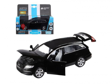 Фото Машина "АВТОПАНОРАМА" Audi Q7, черный, 1/32, свет, звук, инерция, в/к 17,5*13,5*9 см | Инномарт