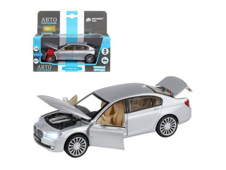 Фото Машина "АВТОПАНОРАМА" BMW 760LI , серебряный, 1/34, свет, звук, инерция, в/к 17,5*13,5*9 см | Инномарт