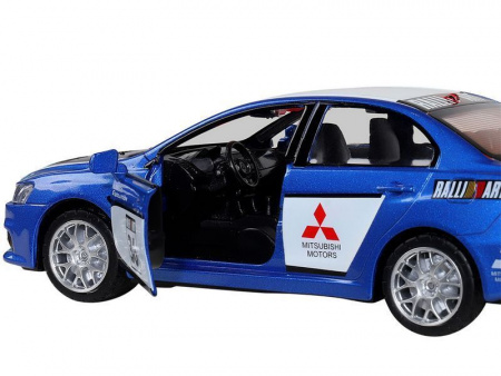 Фото Машина "АВТОПАНОРАМА" Mitsubishi Lancer Evolution, 1/32, синий, свет, звук, в/к 18*9*13,5 см | Инномарт