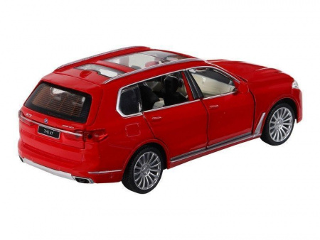 Фото Машина "АВТОПАНОРАМА" BMW X7, красный, 1/32, свет, звук, инерция, в/к 17,5*13,5*9 см | Инномарт