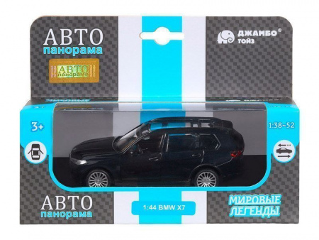 Фото Машина "АВТОПАНОРАМА" BMW X7, 1/44,, черный, инерция, откр. двери, в/к 17,5*12,5*6,5 см | Инномарт