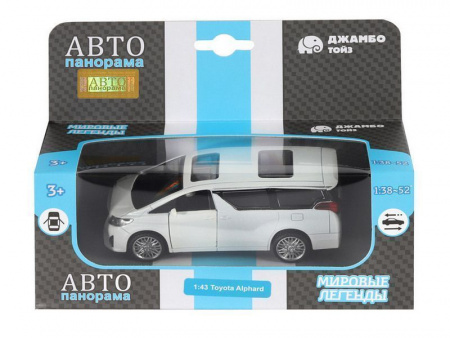 Фото Машина "АВТОПАНОРАМА" Toyota Alphard, белый, 1/43, инерция, откр. двери, в/к 17,5*12,5*6,5 см | Инномарт