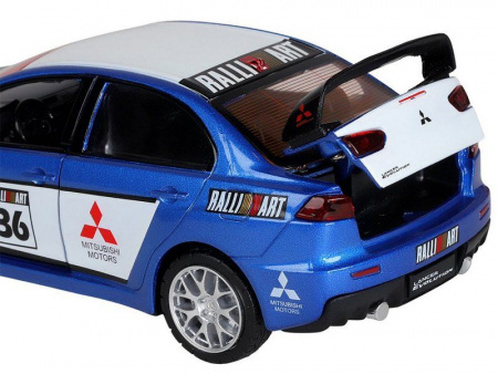 Фото Машина "АВТОПАНОРАМА" Mitsubishi Lancer Evolution, 1/32, синий, свет, звук, в/к 18*9*13,5 см | Инномарт