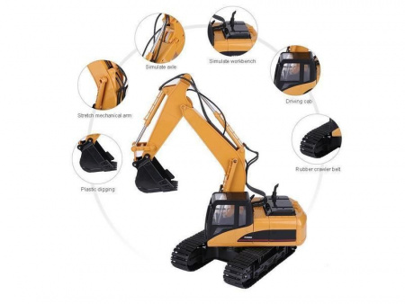 Фото Радиоуправляемый экскаватор HUI NA TOYS 2.4G 15CH 1/16 RTR | Инномарт