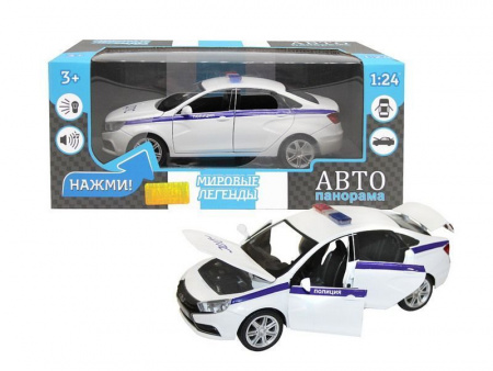 Фото Машина "АВТОПАНОРАМА" LADA VESTA "Полиция" седан, 1/24, свет. звук. эффекты, в/к 24,5*12,5*10,5 см | Инномарт