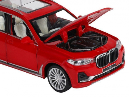 Фото Машина "АВТОПАНОРАМА" BMW X7, красный, 1/32, свет, звук, инерция, в/к 17,5*13,5*9 см | Инномарт