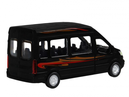 Фото Машина "АВТОПАНОРАМА" Ford Transit, черный, 1/52, инерция, откр. двери, в/к 17,5*12,5*6,5 см | Инномарт