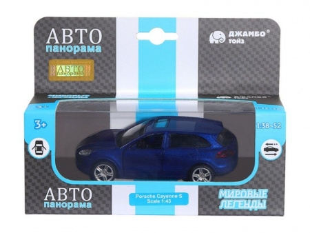 Фото Машина "АВТОПАНОРАМА" Porsche Cayenne S, синий перламутр, 1/43, инерция, в/к 17,5*12,5*6,5 см | Инномарт