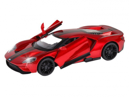 Фото Машина "АВТОПАНОРАМА" Ford GT, красный, 1/32, свет, звук, инерция, в/к 17,5*12,5*6,5 см | Инномарт