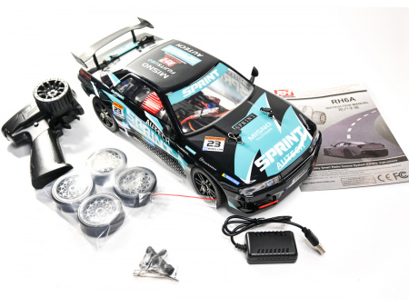 Фото Радиоуправляемая машина для дрифта Remo Hobby RACING & DRIFT (черно-зеленая) 4WD 2.4G 1/14 RTR | Инномарт