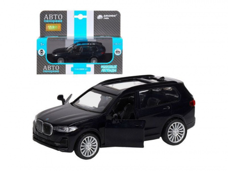 Фото Машина "АВТОПАНОРАМА" BMW X7, 1/44,, черный, инерция, откр. двери, в/к 17,5*12,5*6,5 см | Инномарт