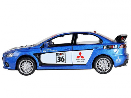 Фото Машина "АВТОПАНОРАМА" Mitsubishi Lancer Evolution, 1/32, синий, свет, звук, в/к 18*9*13,5 см | Инномарт