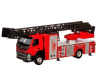 Машина "АВТОПАНОРАМА" Volvo пожарная машина-лестница, красный, 1/50, свет, звук, в/к 28*14*10 см