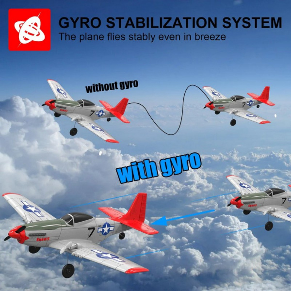 Радиоуправляемый самолет Volantex RC Mustang 400мм (красный) 2.4G 2ch LiPo RTF with Gyro | Инномарт
