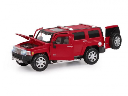 Фото Машина "АВТОПАНОРАМА" Hummer H3, красный, 1/24, свет, звук, в/к 24,5*12,5*10,5 см | Инномарт