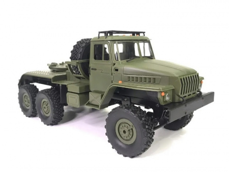 Фото Радиоуправляемая машина WPL военный грузовик B-36 с тралом (зеленый) 6WD 2.4G 1/16 RTR | Инномарт