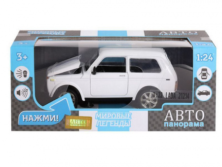 Фото Машина "АВТОПАНОРАМА" ВАЗ 21214, 1/22, белый, инерция, в/к 24,5*12,5*10,5 см | Инномарт