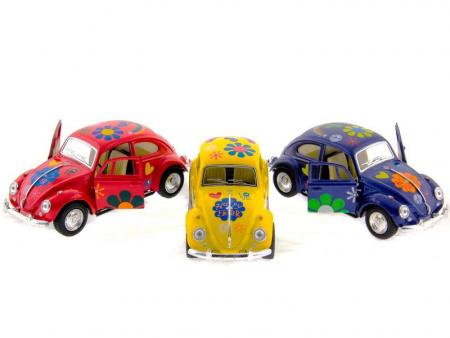 Фото Машина Kinsmart 1967 Volkswagen Classical Beetle with printing инерция (1/12шт.) 1:32 б/к | Инномарт
