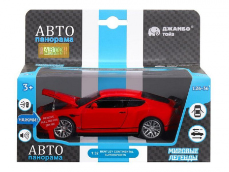Фото Машина "АВТОПАНОРАМА" Bentley Continental GT Supersports, красный, 1/32, в/к 17,5*12,5*6,5 см | Инномарт